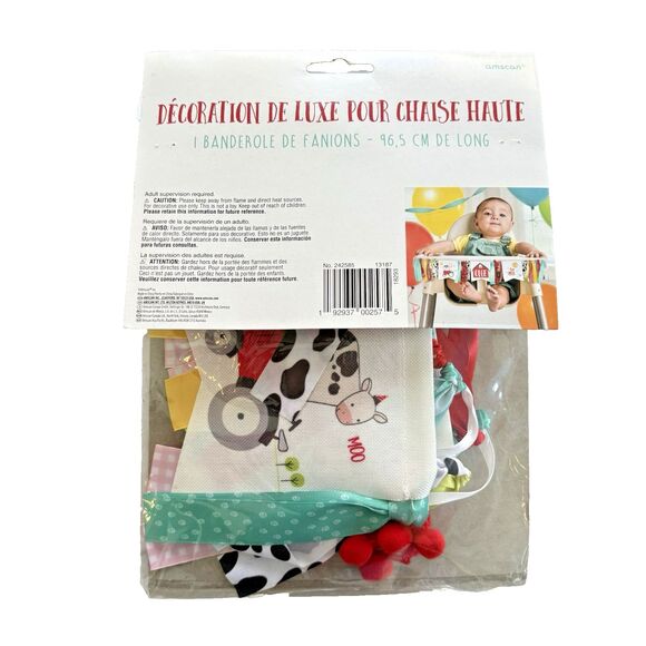 Farm Barnyard Animal Kids 1st Birthday Party High Chair Decorating Kit Banner - Picture 5 of 6